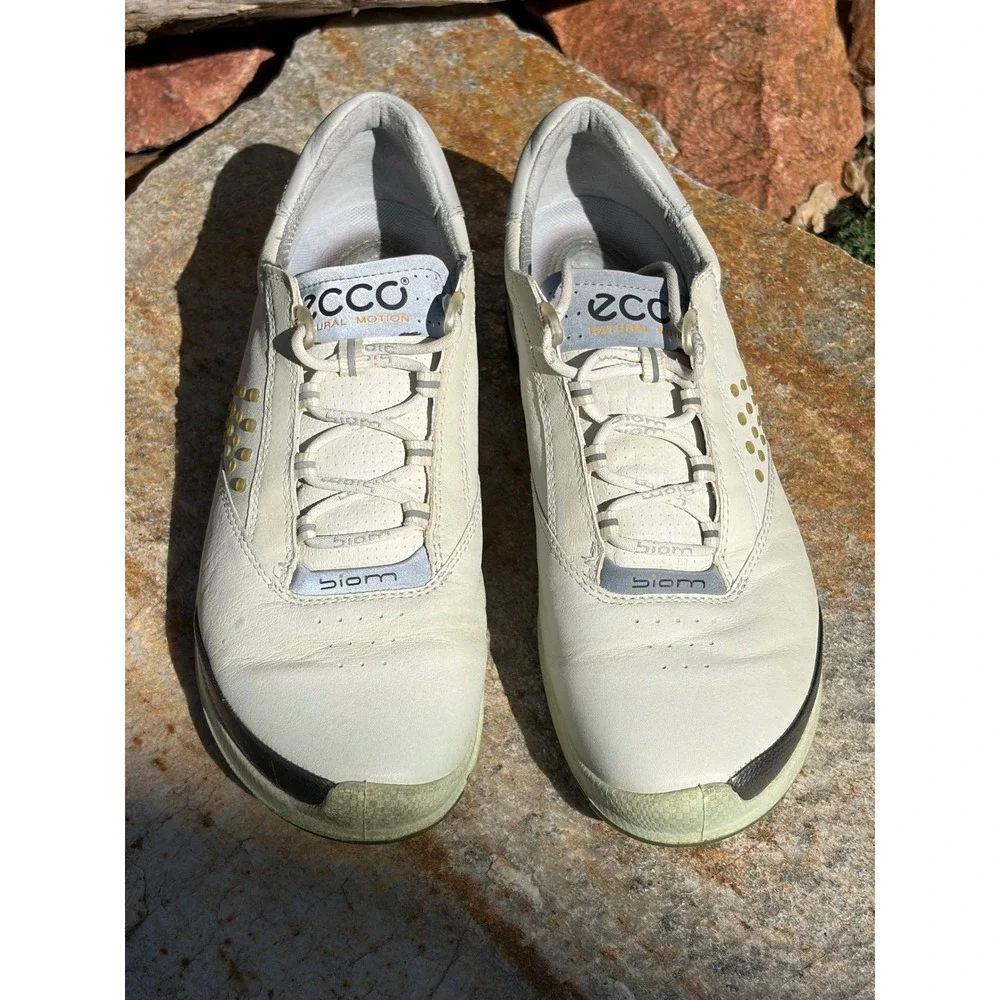 ECCO Biom Natural Motion White Yak Leather Golf Shoes‎ Womens 39 39012021321947
